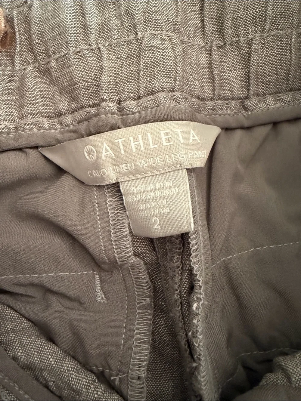 Athleta Light Gray Drawstring Linen Pant - Picture 3 of 6